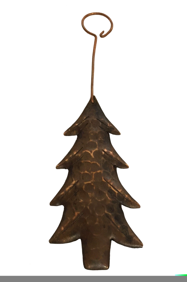 Ccoct-pkg3 Hand Hammered Copper Christmas Tree Ornament - 3 Count
