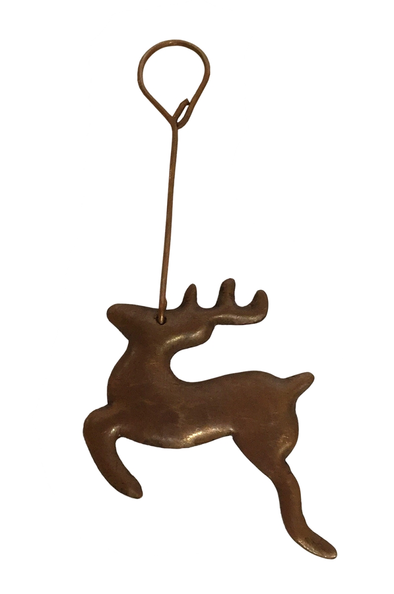 Ccord-pkg3 Hand Hammered Copper Reindeer Christmas Ornament - 3 Count