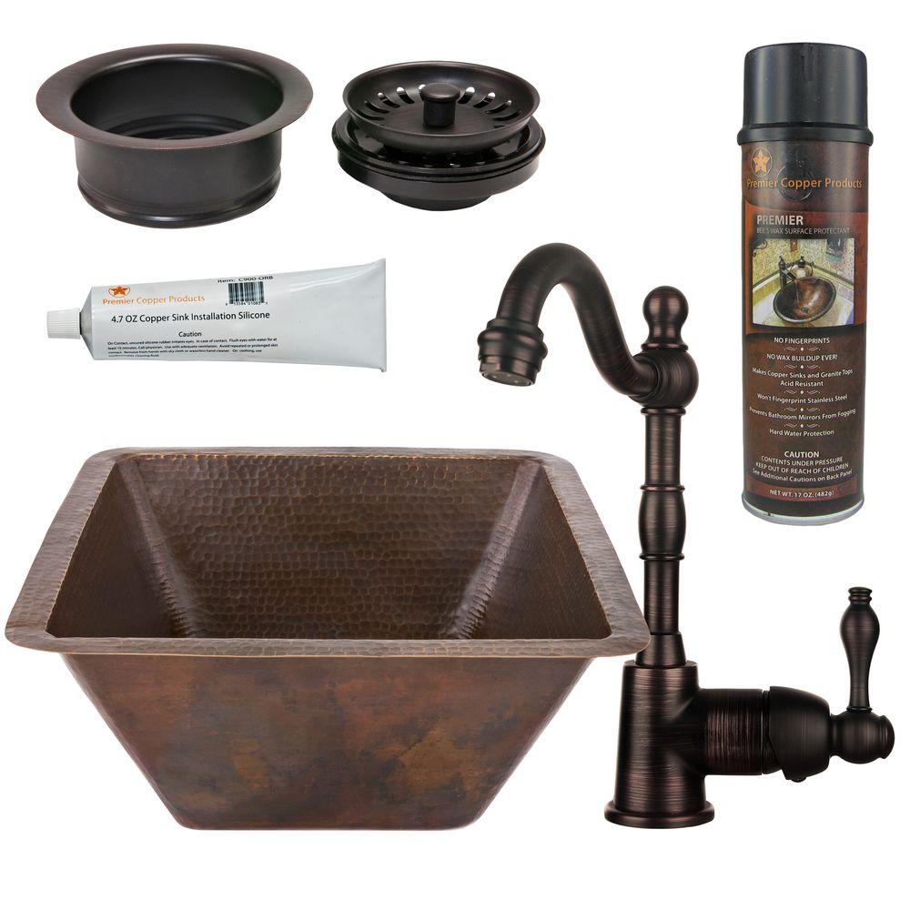 Bsp4-bs17db-g Dual Mount Copper 17 In. 0-hole Large Square Bar Prep Sink In Oil Rubbed Bronze