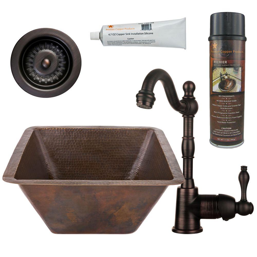 Bsp4-bs17db-d Dual Mount Copper 17 In. 0-hole Large Square Bar Prep Sink In Oil Rubbed Bronze
