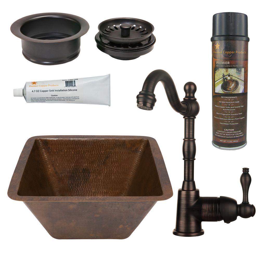 Bsp4-bs15db3-g Dual Mount Copper 15 In. 0-hole Square Bar Prep Sink In Oil Rubbed Bronze