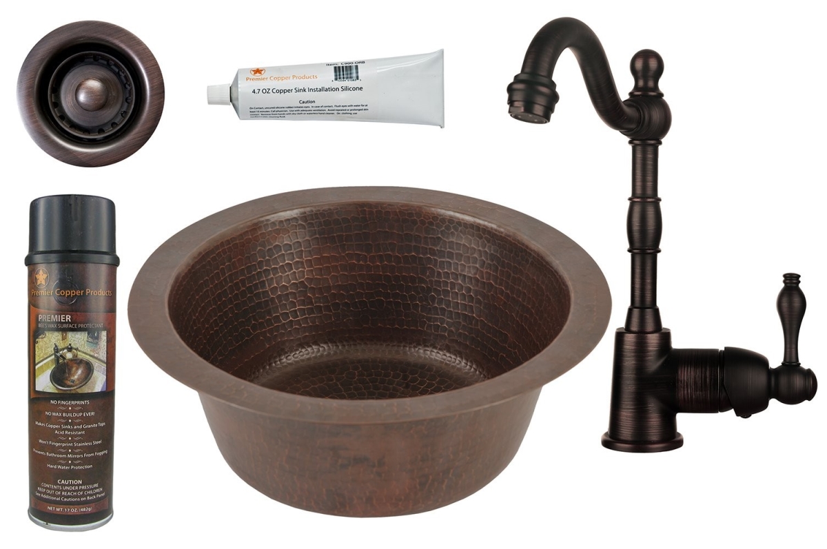 Bsp4-br12db2-b Round Hammered Copper Bar Prep Sink Single Handle Bar Faucet, Oil Rubbed Bronze - 12 In.