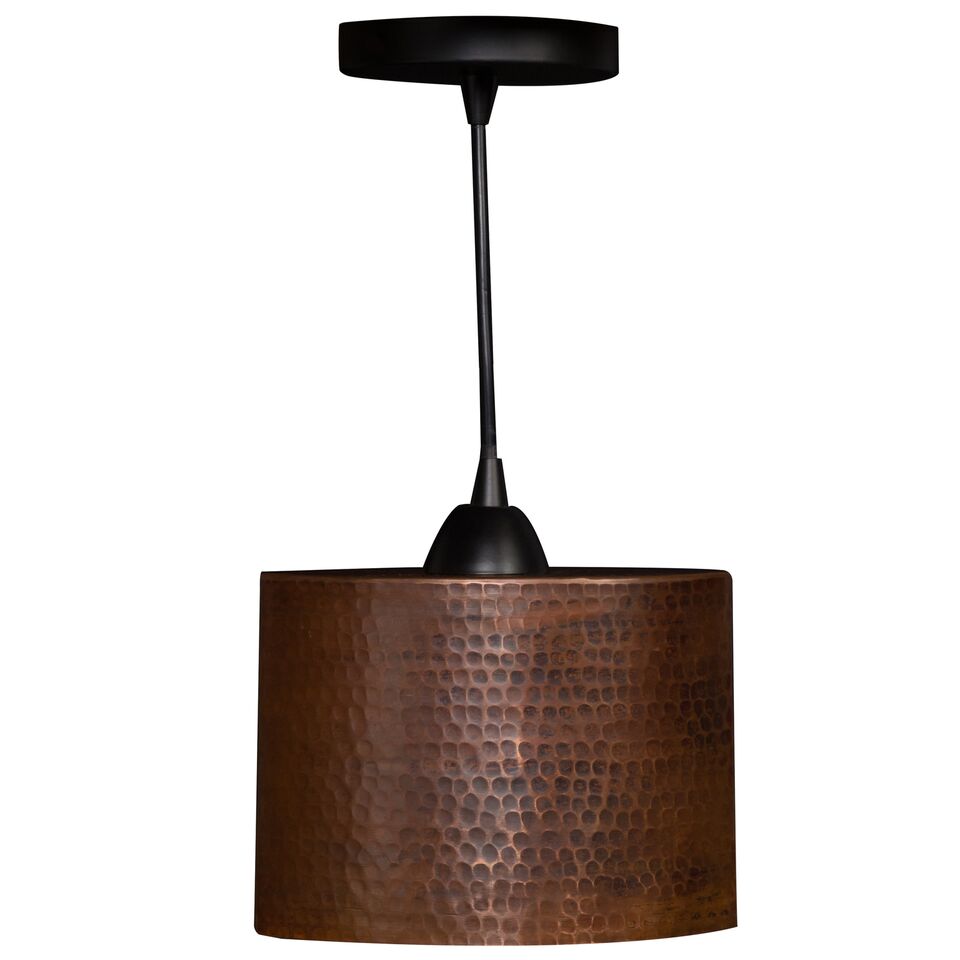 L800db 8 In. Hand Hammered Copper Oval Cylinder Pendant Light - Oil Rubbed Bronze