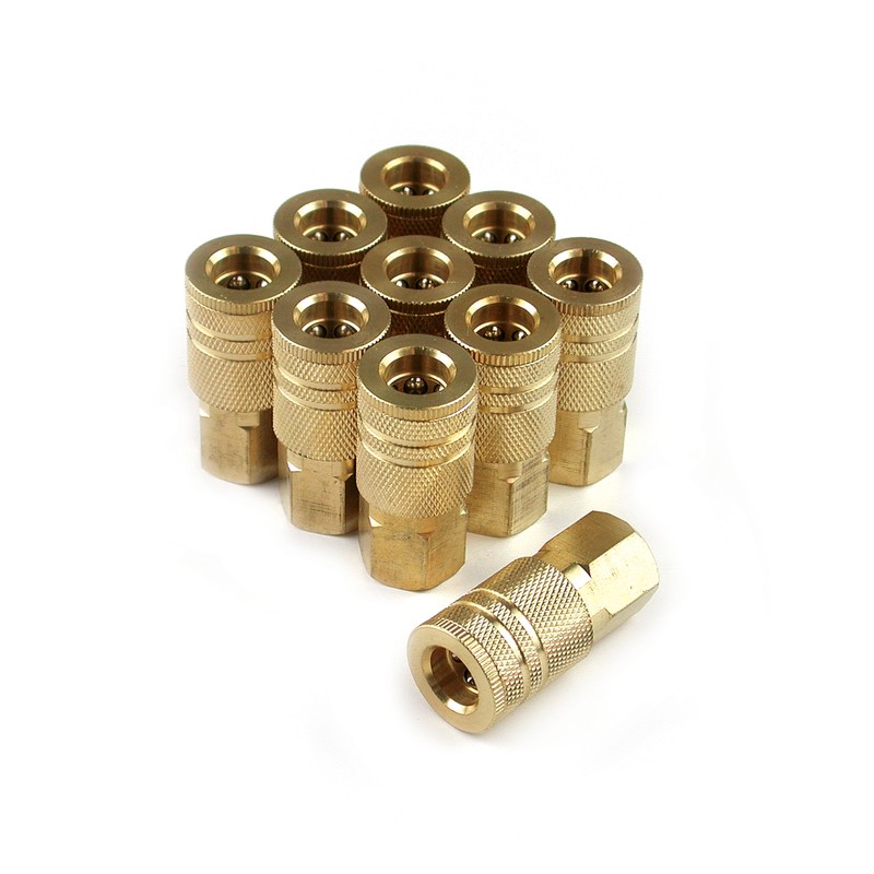Ic1414fb6-b10-p 0.25 X 0.25 In. Female 6-ball Brass Female Industrial Coupler Contractor Pack - 10 Piece