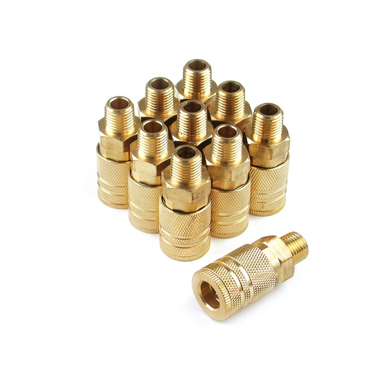 Ic1414mb6-b10-p 0.25 X 0.25 In. Male 6-ball Brass Male Industrial Coupler Contractor Pack - 10 Piece