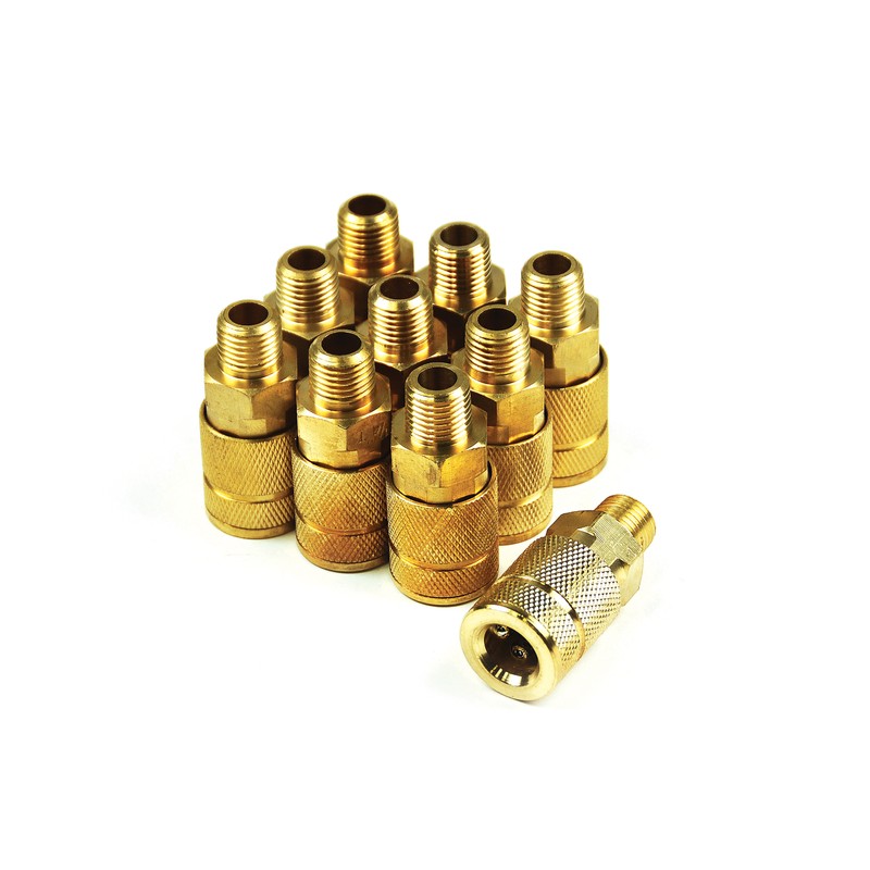 Tc1414mb6-b10b 0.25 X 0.25 In. 6-ball Auto Coupler Brass Male Npt - Pack Of 10