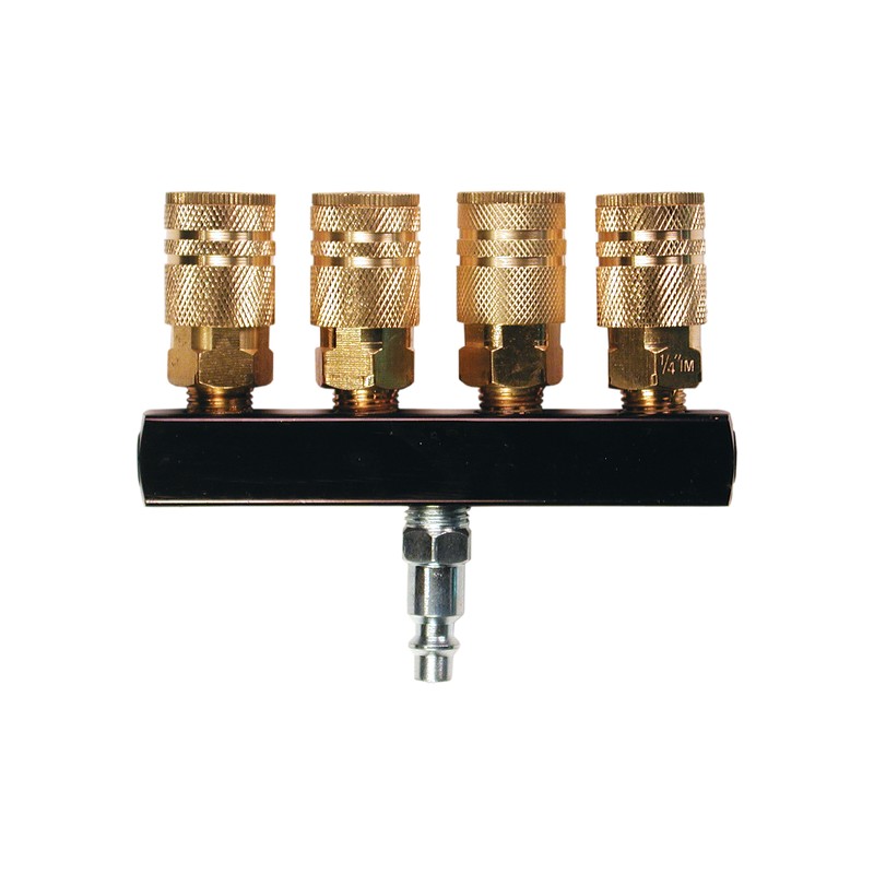 M14025-6 0.25 X 0.37 In. 4-way Bar Manifold With 5 Couplers, Plug