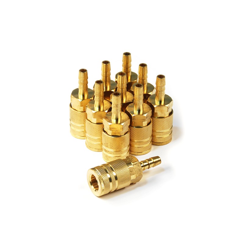 Ic1414bb6-b10-p 0.25 X 0.25 In. Std Hose Barb 6-ball Industrial Coupler, Brass - Pack Of 10