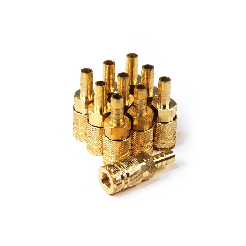 Ic1438bb6-b10-p 0.25 In. X 0.37 In. Standard Hose Barb6-ball Industrial Coupler, Brass - Pack Of 10