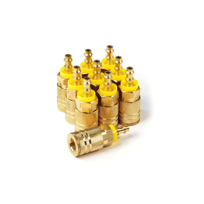 Ic1414pb6-b10-p 6-ball Industrial Coupler Brass 0.25 X 0.25 In. Push Lock Hose Barb - Pack Of 10