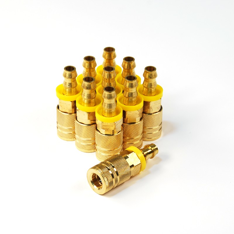 Ic1438pb6-b10-p 6-ball Industrial Coupler Brass 0.25 In. X 0.37 In. Push Lock Hose Barb - Pack Of 10