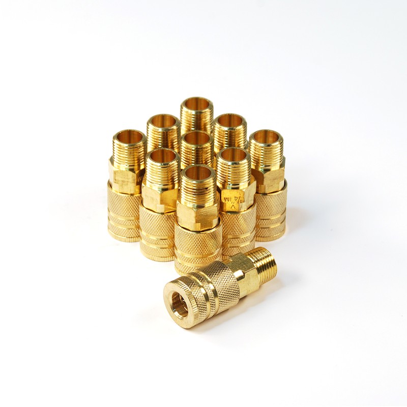 Ic1438mb6-b10-p 6-ball Industrial Coupler Brass 0.25 In. X 0.37 In. Npt Male - Pack Of 10