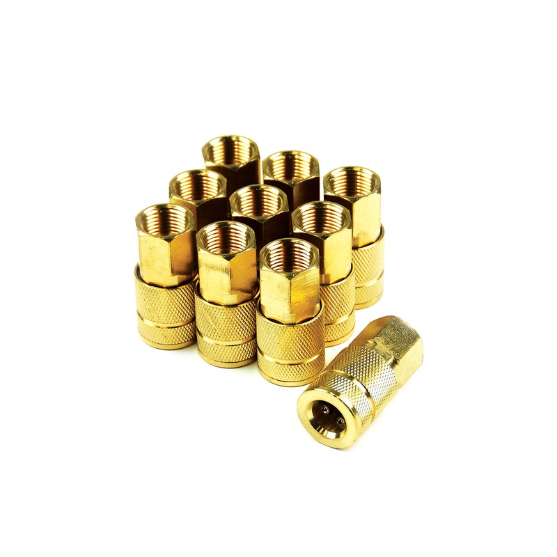 Tc1438fb6-b10-p 6-ball Auto Coupler Brass 0.25 In. X 0.37 In. Female Npt - Pack Of 10