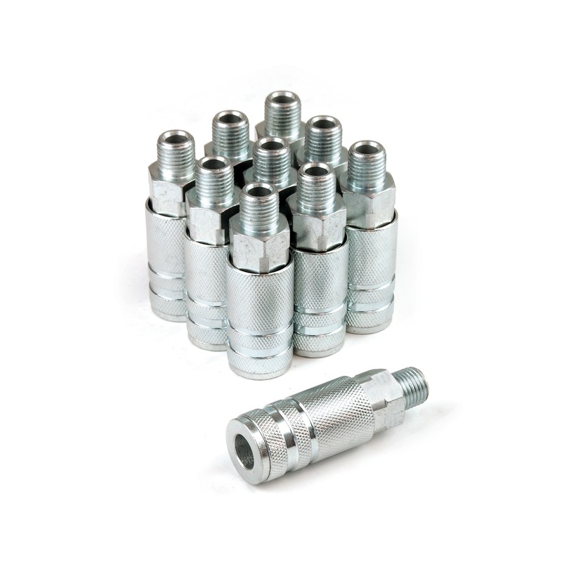 Lc1414ms-b10b Lincoln Steel Coupler 0.25 X 0.25 In. Male - 10 Piece