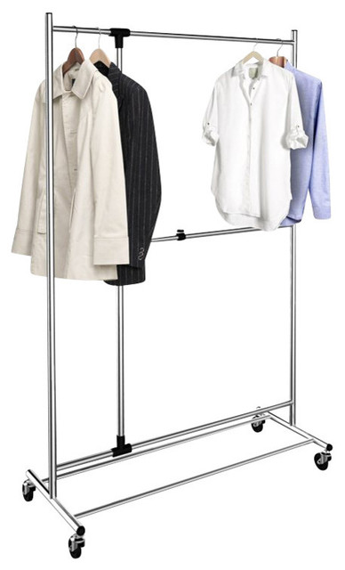 19 In. Adjustable Garment Rack In Chrome With Casters