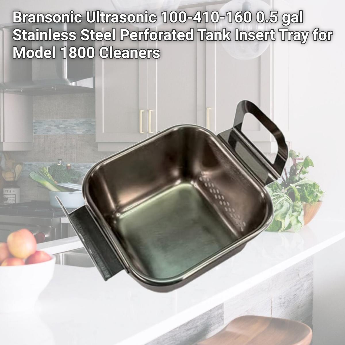 Picture of Bransonic Ultrasonic 100-410-160 0.5 gal Stainless Steel Perforated Tank Insert Tray for Model 1800 Cleaners
