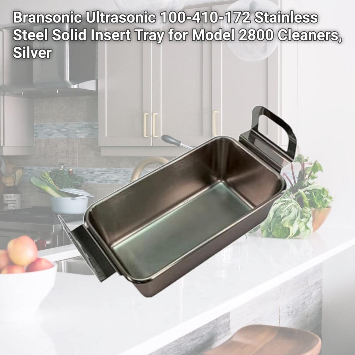 Picture of Bransonic Ultrasonic 100-410-172 Stainless Steel Solid Insert Tray for Model 2800 Cleaners, Silver