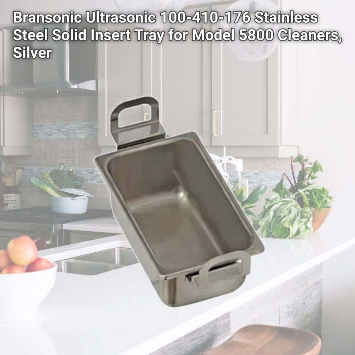 Picture of Bransonic Ultrasonic 100-410-176 Stainless Steel Solid Insert Tray for Model 5800 Cleaners, Silver