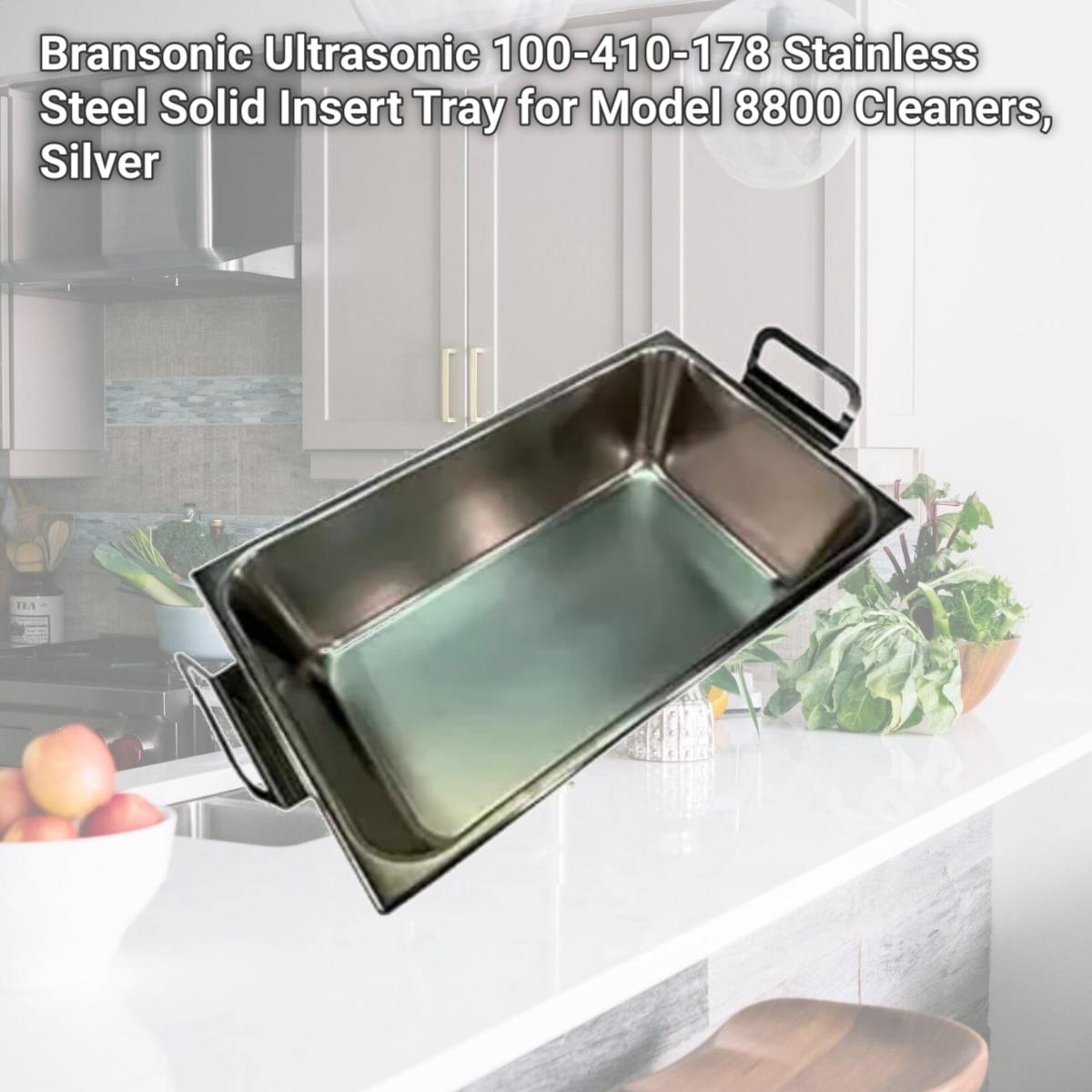 Picture of Bransonic Ultrasonic 100-410-178 Stainless Steel Solid Insert Tray for Model 8800 Cleaners, Silver