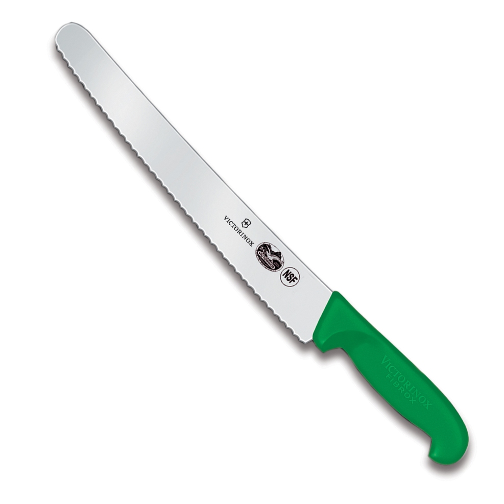 Swiss Army Brands Vic-40483 2019 10 In. Victorinox Kitchen Fibrox Pro Haccp Chefs Serrated Bakers Blade, Green