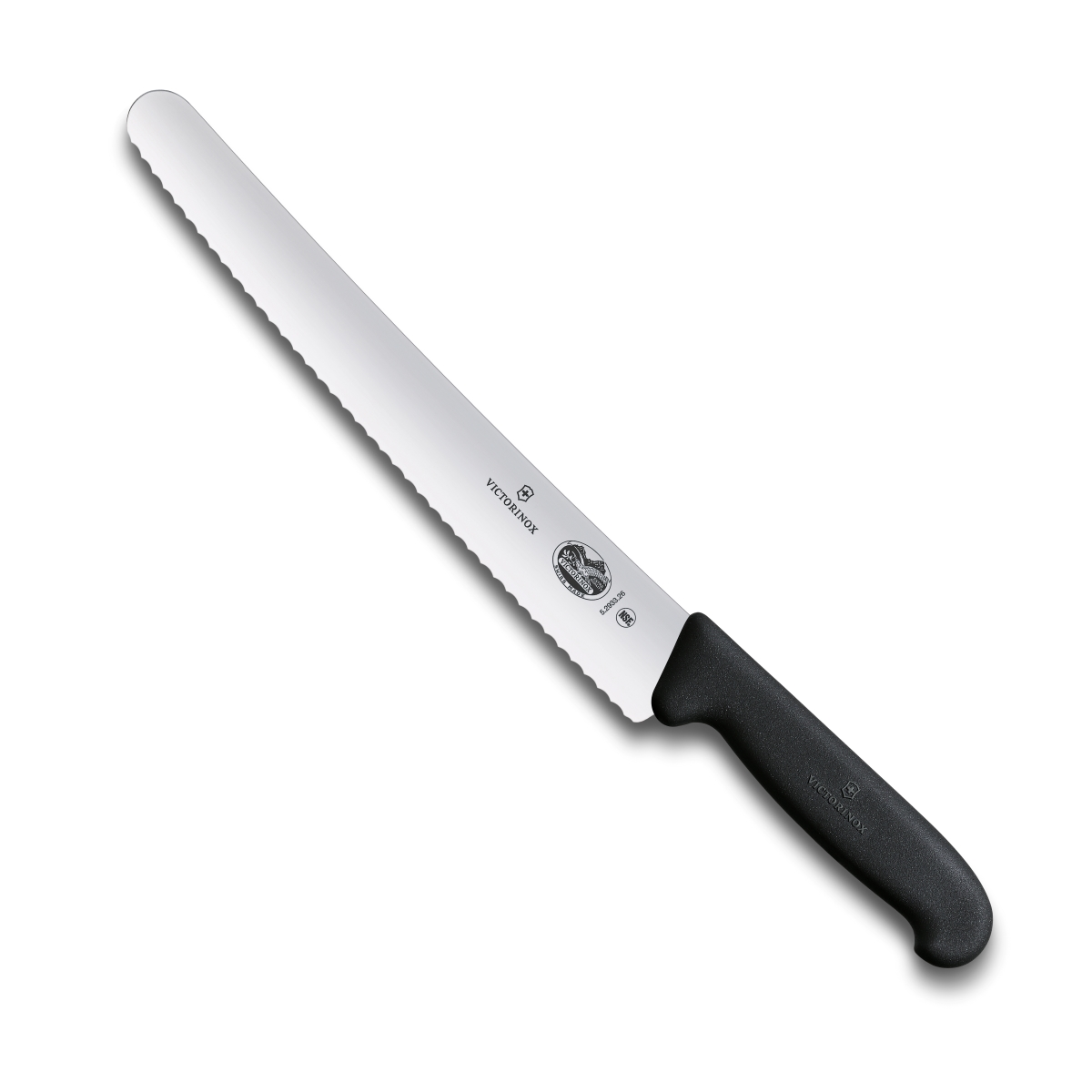 Swiss Army Brands Vic-40547 2019 10 In. Victorinox Kitchen Fibrox Pro Bread Curved, Serrated Blade With Handle, Black