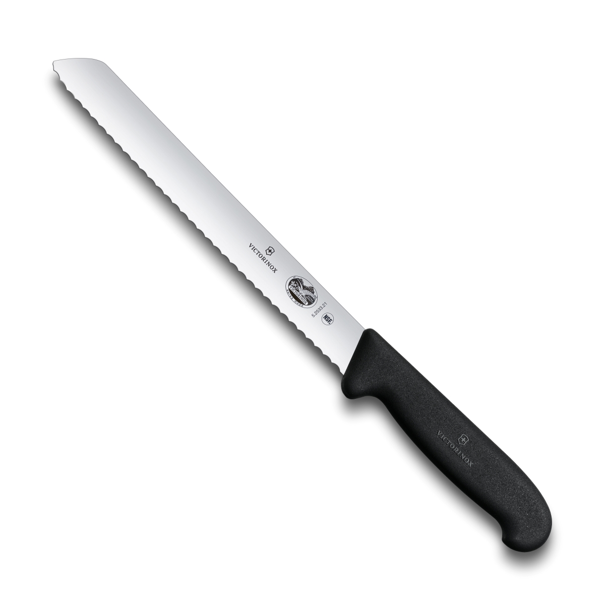Swiss Army Brands Vic-40549 2019 8 In. Victorinox Kitchen Fibrox Pro Bread Slant-tip, Serrated Blade With Handle, Black