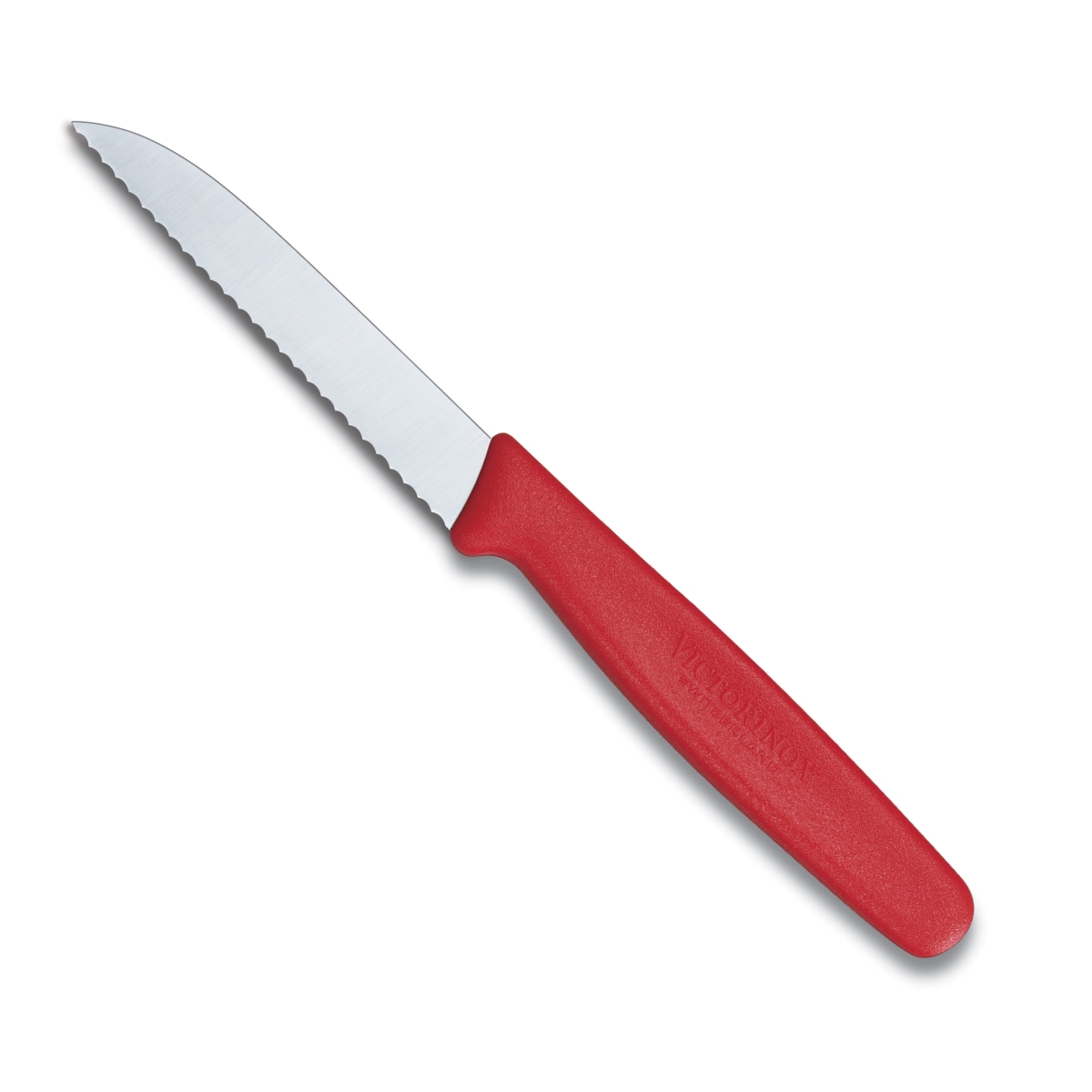Swiss Army Brands Vic-40605 2019 3 In. Victorinox Kitchen Paring Small Handle, Sheeps Foot Serrated Edge Blade, Red