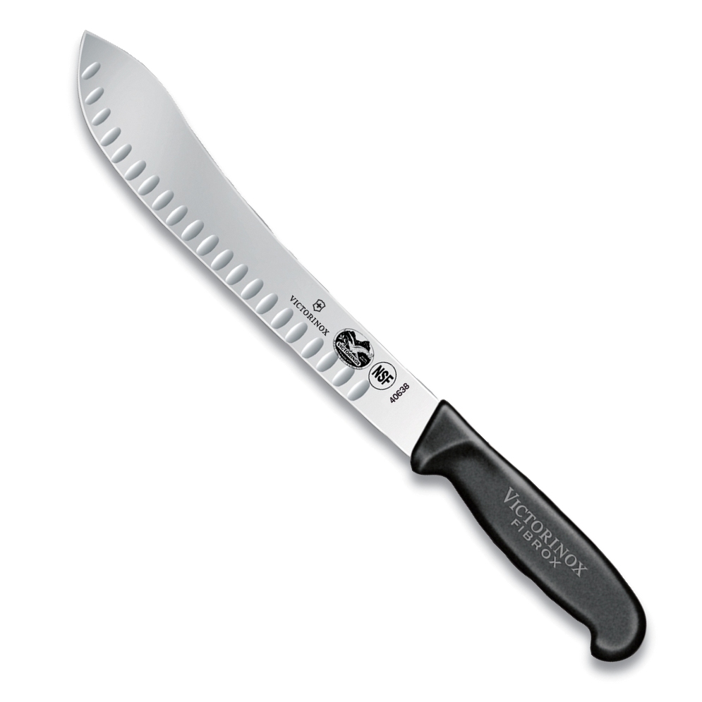 Swiss Army Brands Vic-40638 2019 10 In. Victorinox Kitchen Fibrox Pro Butcher Straight Granton Blade, Black