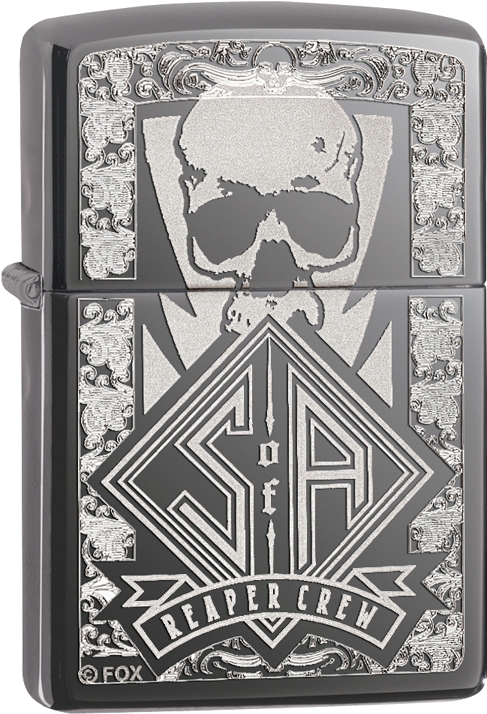 Zip-150mp325718 2019 Choice Skull Sons Of Anarchy 28757 Lighter - Black Ice