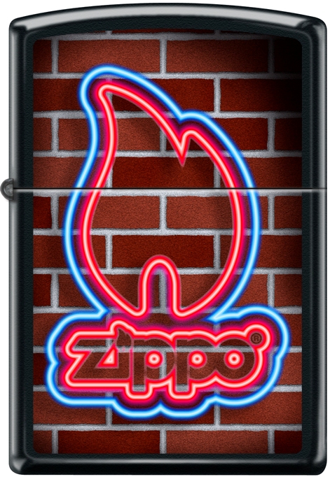 Zip-218ci017911 2019 Neon Flame Brickwal Lighter - Black Matte