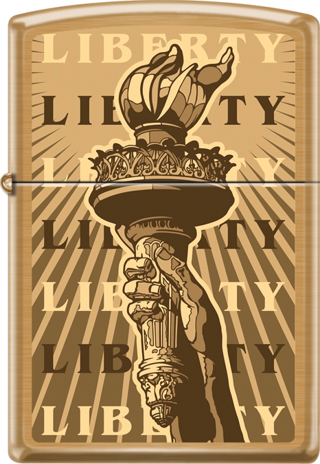 Zip-204bci018408 2019 Statue Of Liberty Torch Brushed Lighter - Brass