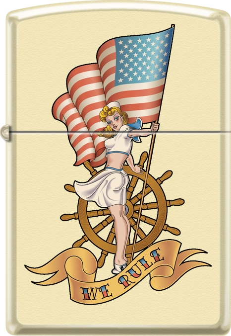 Zip-216ci018435 2019 Pinup Nautical Flag Lighter - Cream Matte