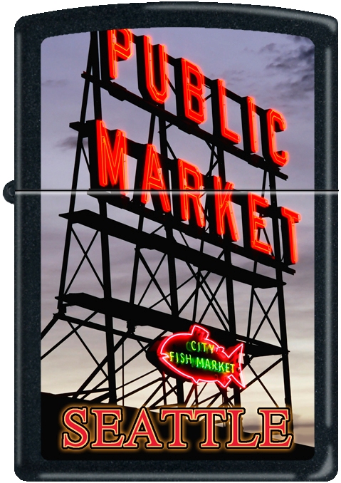 Zip-218ci008287 2019 Seattle Fish Market Lighter - Black Matte