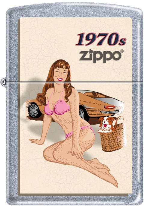 Zip-207ci007774 2019 Vintage Pin Up 1970 Satin Lighter - Chrome