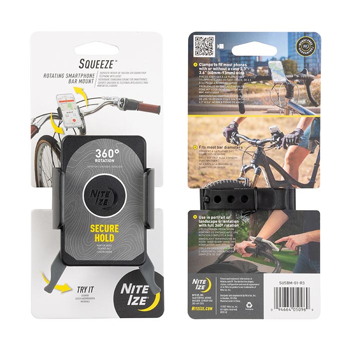 Nite Ize NIT-SUSBM-01-R3 2021N Squeeze Rotating Smartphone Bar Mount