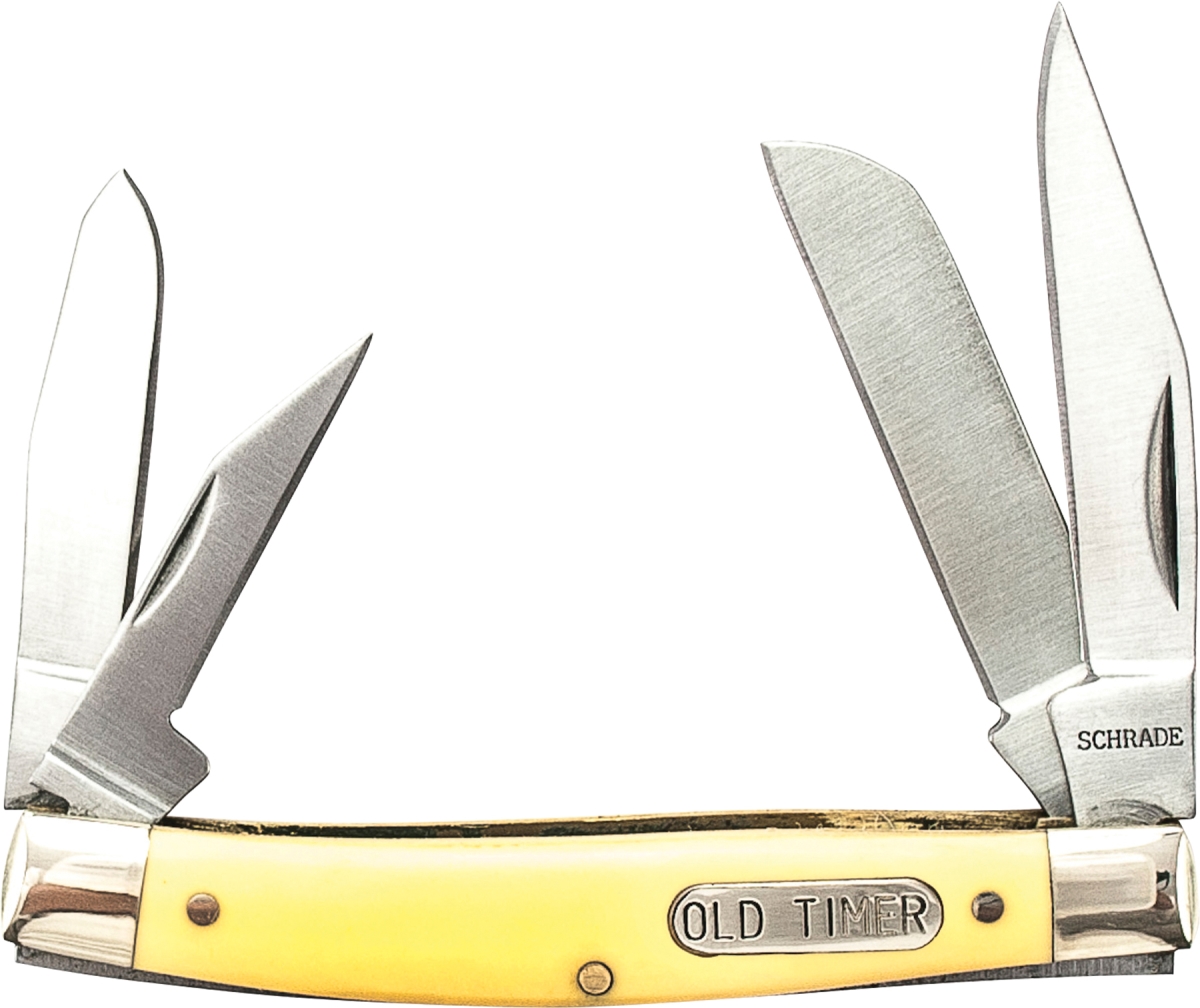 Sch-44oty 2019 Schrade Old Timer Workmate Folding Blade With Handle, Yellow