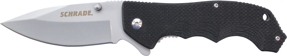 Sch-sch109 2019 Schrade 9cr18mov Steel G10 Handle Blade With Index Flipper, Liner Lock & Dual Thumb Studs