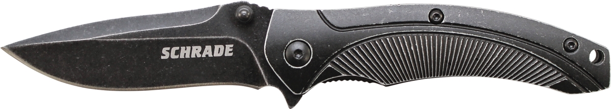 Sch-sch218 2018 Schrade Stone Washed 9cr18mov Drop Point Blade With Ambidextrous Thumb Knobs