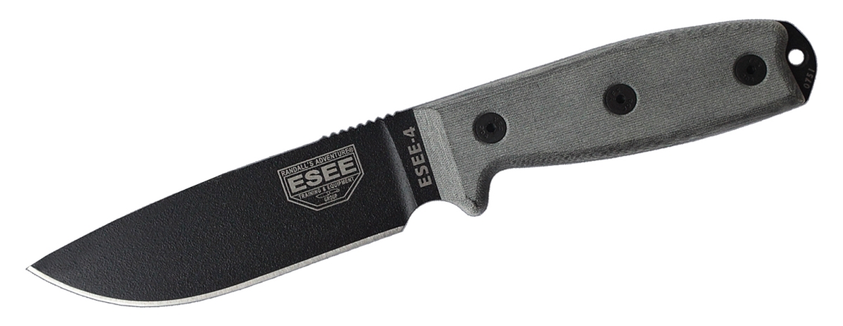 Ese-esee-4p 2019 4 In. Plain Edge Blade With Leather Sheath, Coyote Brown