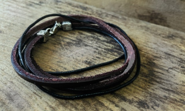 Pp403-8 Triple Wrapped Genuine Leather Cord & Strap Bracelet