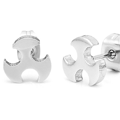 -m1285-23 Mens Stainless Steel Graphic Ninja Star Stud Earring