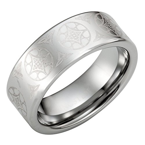 -m1003-18-11 Stylish Tungsten Mens Ring With Celtic Knot Engraving