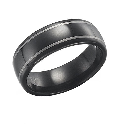 -m505-18-12 Deep Black Striped Stylish Tungsten Ring For Men