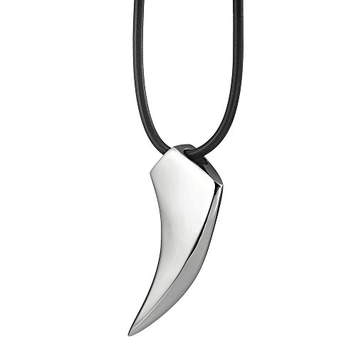 -f138-7 Fighter Tooth Stainless Steel Pendant On Cord For Men