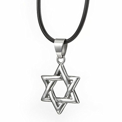 -x516-7 Stainless Steel Star Of David Pendant On Cord