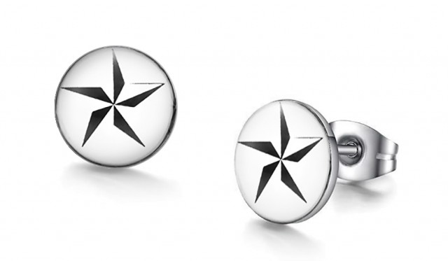 -m1047-23 Nautical Star Graphic Stud Iconic Earrings For Men