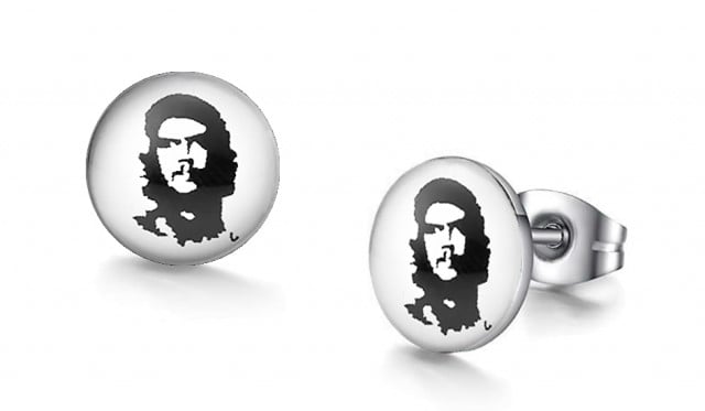 -m1052-23 Che Guevara Graphic Stud Iconic Earrings For Men