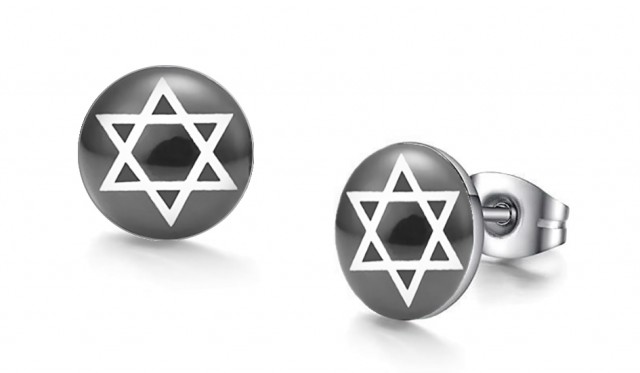 -m1054-23 Star Of David Graphic Stud Iconic Earrings For Men