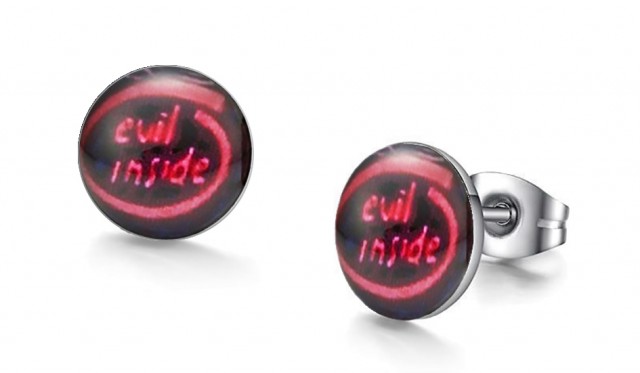 -m1055-23 Evil Inside Graphic Stud Iconic Earrings For Men