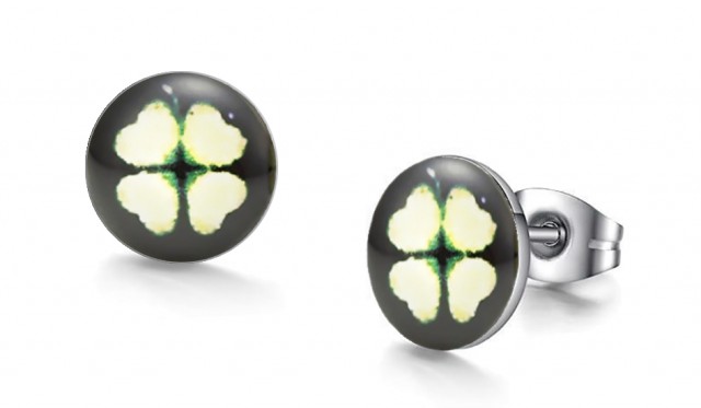 -m1059-23 Shamrock Graphic Stud Iconic Earrings For Men